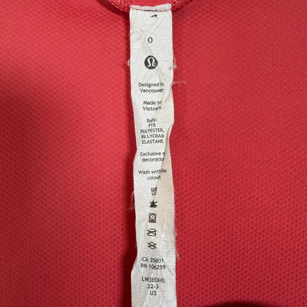 Lululemon Swiftly‎ Tech Long Sleeve Shirt 2.0 Pink Coral Size 0 LW3EQHS